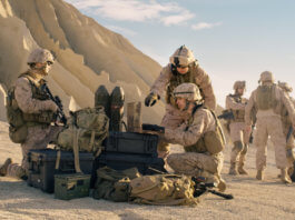 US Soldiers have a batteries
